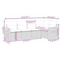 5-delige Loungeset met kussens poly rattan zwart - thumbnail