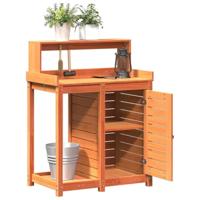 Oppottafel met schappen 82,5x50x109,5 cm grenenhout bruin - thumbnail