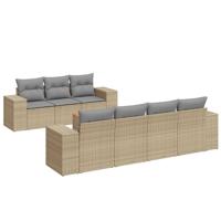 8-delige Loungeset met kussens poly rattan beige - thumbnail