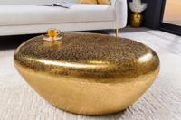 Handgemaakte salontafel STONE 75cm goud metaal gehamerd design - 44852 - thumbnail