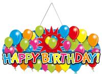Deurbord 3d balloons Happy Birthday - thumbnail