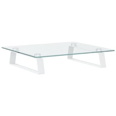VidaXL Monitorstandaard 40x35x8 cm gehard glas en metaal wit VidaXL Monitorstandaard 40x35x8 cm gehard glas en metaal wit