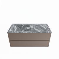 MONDIAZ VICA-DLUX 110cm badmeubel onderkast Smoke 2 lades. Inbouw wastafel CLOUD links zonder kraangat, kleur Lava. - thumbnail