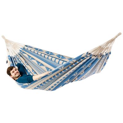 Eenpersoons hangmat - 300x140cm - Blauw - 120kg draagkracht- 100% katoen - binnen & buiten Eenpersoons hangmat - 300x140cm - Blauw - 120kg draagkracht- 100% katoen - binnen & buiten