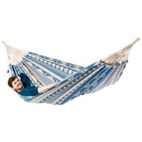 Eenpersoons hangmat - 300x140cm - Blauw - 120kg draagkracht- 100% katoen - binnen & buiten - thumbnail