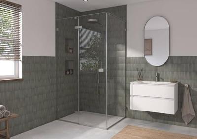 Saqu Parro Douchedeur 120x210 cm Geborsteld Grijs Helder Glas