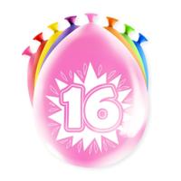 Party Ballonnen Hoera 16 jaar (8st) - thumbnail