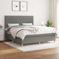 Boxspring met matras stof donkergrijs 180x200 cm - thumbnail