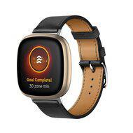 Fitbit Versa 3/4 & Sense 1/2 leren bandje - Zwart Fitbit Versa 3/4 & Sense 1/2 leren bandje - Zwart