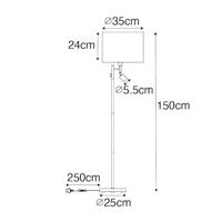 QAZQA Vloerlamp staal met kap grijs en leeslamp - Jelena - thumbnail