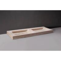 Forzalaqua Bellezza Doppio wastafel 140.5x51.5x9cm Rechthoek 0 kraangaten 2 wasbakken Natuursteen Travertin gezoet 100348 - thumbnail