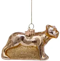 Vondels glazen kerstbal panter 9cm goud - thumbnail