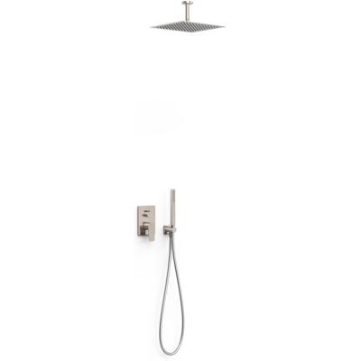 Regendoucheset Inbouw Tres Project Vierkant 30 cm Met Plafondarm en Handdoucheset met Staafhanddouche Rapid Box RVS Tres