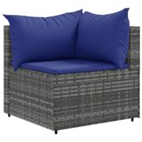 6-delige Loungeset met kussens poly rattan grijs - thumbnail