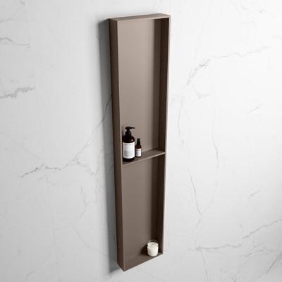 MONDIAZ EASY Nis 89,5x29,5cm in solid surface kleur Smoke | Smoke. 2 vakken geschikt voor in- of opbouw MONDIAZ EASY Nis 89,5x29,5cm in solid surface kleur Smoke | Smoke. 2 vakken geschikt voor in- of opbouw