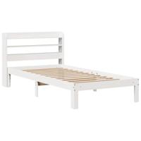 Bedframe met hoofdeinde zonder matras 90x200 cm wit - thumbnail