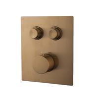 Wiesbaden Afbouwdeel Inbouwthermostaat Caral Klik Pro 2-Weg Geborsteld Brons Koper - thumbnail