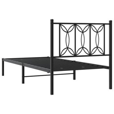Bedframe met hoofdbord metaal zwart 90x200 cm Bedframe met hoofdbord metaal zwart 90x200 cm