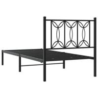 Bedframe met hoofdbord metaal zwart 90x200 cm - thumbnail