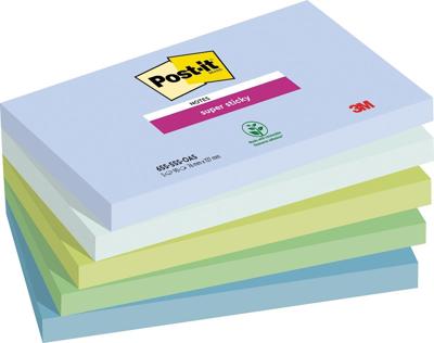Post-it Super Sticky notes Oasis, 90 vel, ft 76 x 127 mm, geassorteerde kleuren, pak van 5 blokken Post-it Super Sticky notes Oasis, 90 vel, ft 76 x 127 mm, geassorteerde kleuren, pak van 5 blokken
