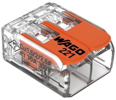 Wago Lasklem 221-612 hevelklem 2 draden voor soepele en massieve draad van 0,5 tot 6mm²