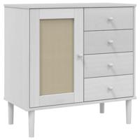 Dressoir SENJA 80x40x80 cm rattan look massief grenenhout wit - thumbnail