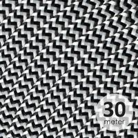 ROL 30 Meter strijkijzersnoer ZWART - WIT 3X0.75mm - thumbnail