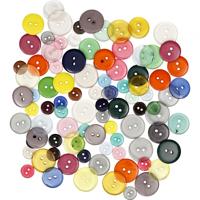 Creativ Company Knopen, d 12+18+20 mm, diverse kleuren, 50 gr, 100 stuk/ 1 doos - thumbnail