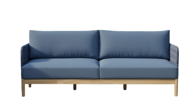 Kolbe sofa 3-seater navy steel/braided navy/acacia teak look Eurofar - Eurofar