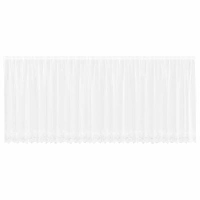 VidaXL Kantgordijn met gordijnen bloemen wit 140 x 600 cm polyester