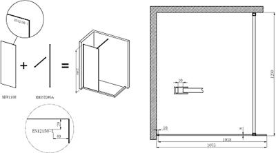 Saqu Modulo inloopdouche met zijwand incl. antikalk 110x30x210cm mat wit