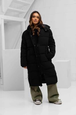 Malelions Long Puffer Winterjas Dames Zwart - Maat S - Kleur: Zwart | Soccerfanshop