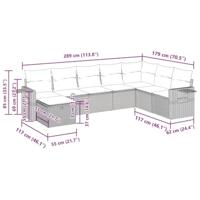 8-delige Loungeset met kussens poly rattan lichtgrijs - thumbnail