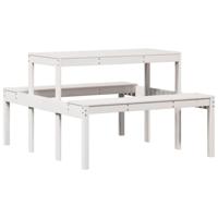 Picknicktafel 110x134x75 cm massief grenenhout wit - thumbnail