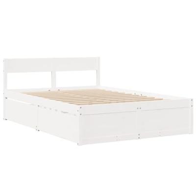 Bed met lades en matras massief grenenhout wit 140x190 cm