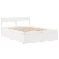 Bed met lades en matras massief grenenhout wit 140x190 cm - thumbnail