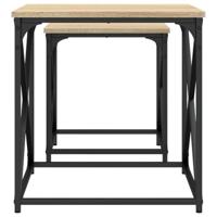 2-delige Tafeltjesset bewerkt hout sonoma eikenkleurig - thumbnail