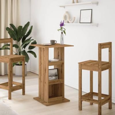 Bartafel met opbergruimte 60x60x102 cm hout artisanaal eiken Bartafel met opbergruimte 60x60x102 cm hout artisanaal eiken