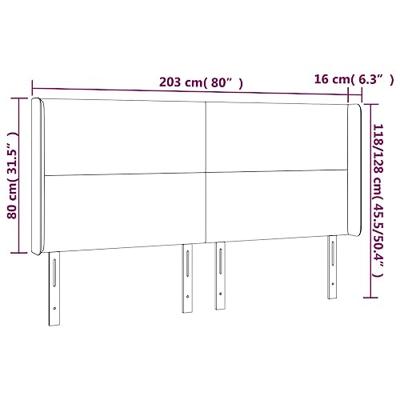 Hoofdbord met randen 203x16x118/128cm kunstleer cappuccinokleur