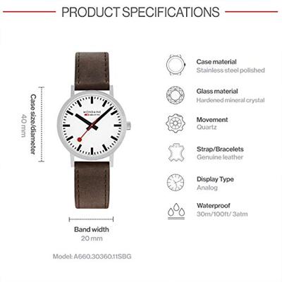 Mondaine Classic 40mm Bruin Mondaine Classic 40mm Bruin