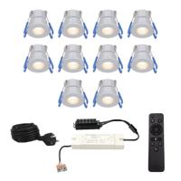Complete set met 10 Milano inbouwspots 12V - IP65 waterdicht - 2700K warm wit - 3 Watt 200 lumen - RVS - Verandaverlichting - Dimbaar - met afstandsbediening - thumbnail