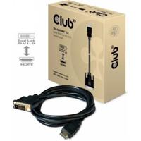 club3D CAC-1210 DVI-kabel DVI / HDMI Adapterkabel DVI-D 24+1-polige stekker, HDMI-A-stekker 2.00 m Zwart Vlambestendig - thumbnail