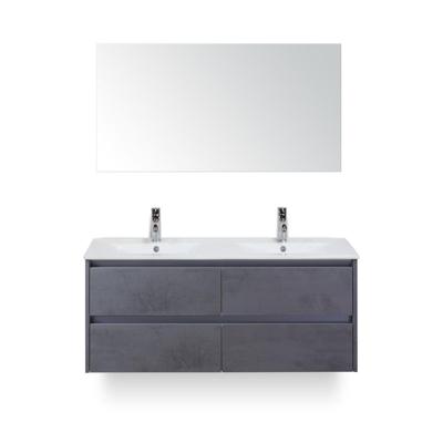 Dante Badmeubelset 120 cm - Beton Antraciet - Keramische Wastafel Wit Enjoy - met Spiegel