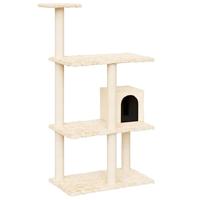 Kattenmeubel met sisal krabpalen 119 cm crèmekleurig - thumbnail