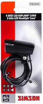 Simson Koplamp luna e-bike led 6 cm voorvork 25 lux zwart Simson Koplamp luna e-bike led 6 cm voorvork 25 lux zwart