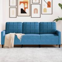 Driezitsbank 180 cm fluweel blauw - thumbnail