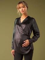 Zwangerschapsblouse met iriserend effect ENVIE DE FRAISE zwart - thumbnail