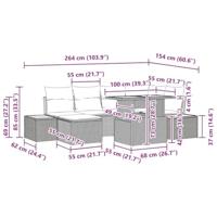 7-delige tuinsofa set met kussens in beige poly rattan - thumbnail