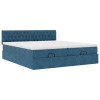 Ottoman bed met matrassen 160x200cm fluweel donkerblauw - thumbnail