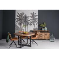 LivingFurn Ronde Eettafel Strong 140cm, Mangohout en staal - thumbnail
